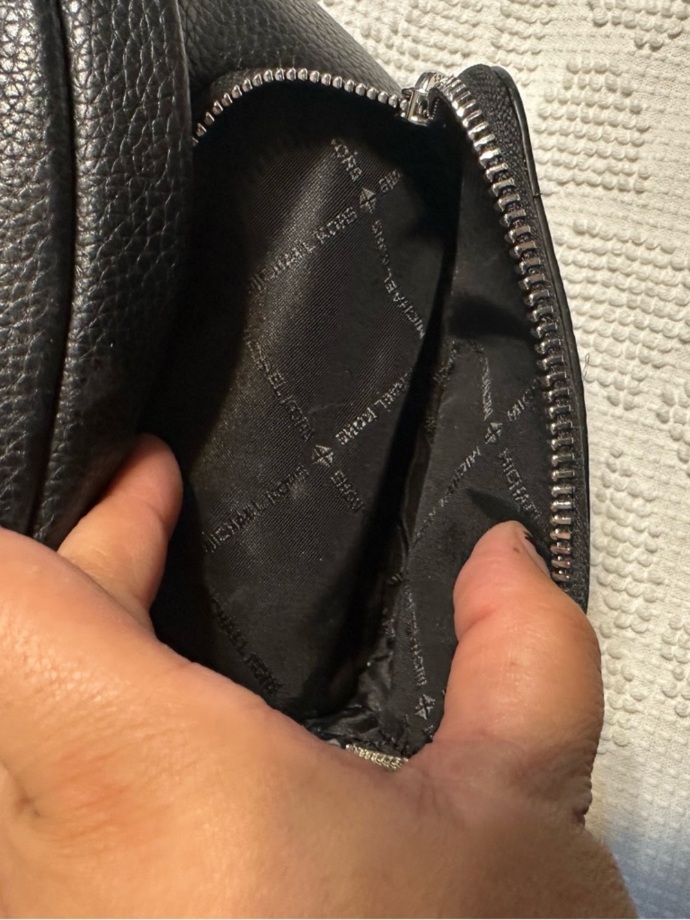 Michael Kors Black Pebbled Leather Crossbody Belt Bag with Beige Strap - Picture 3 of 7